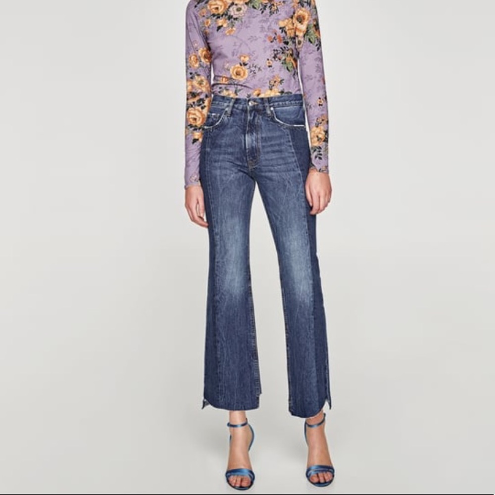 Zara Woman Premium The Real Slim Flare Jeans Two tone